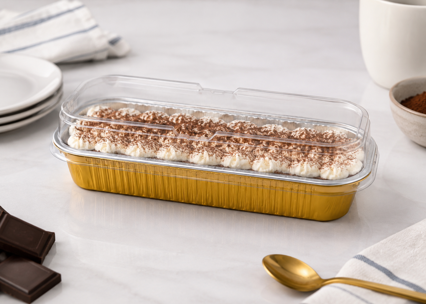 Molde Desechable de Aluminio Dorado con Tapa – Pack 6 Unidades