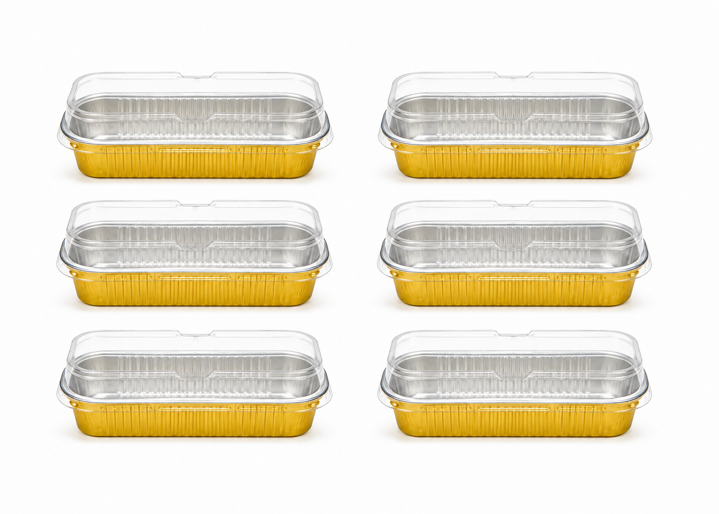 Molde Desechable de Aluminio Dorado con Tapa – Pack 6 Unidades