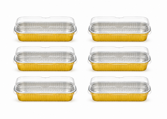Molde Desechable de Aluminio Dorado con Tapa – Pack 6 Unidades
